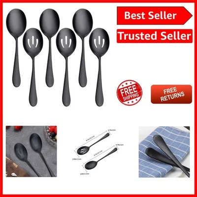 Dishwasher Safe Matte Black Serving Spoon Set, 6-Piece Utility for All Occasions - Image 1 of 4
