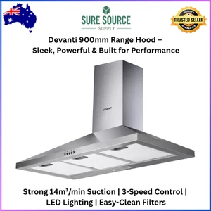 Devanti Range Hood Rangehood 900mm 90cm Kitchen Canopy Stainless Steel - Picture 1 of 8