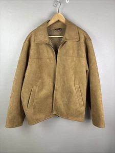 Weatherproof Faux Suede Bomber Jacket Men's Large Brown Full Zip Sherpa Lined - Picture 1 of 10