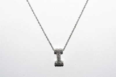 Collar Deslizable $1,800 Oro 10K .25CT Diamante Blanco Natural Racimo Letra "I" Foto 1 de 4