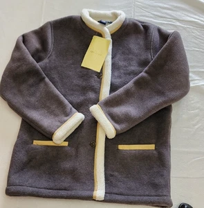 Denim & Co. Damen Sherpa Fleece Reißverschluss Jacke grau Medium weich und kuschelig Neu mit Etikett - Bild 1 von 6