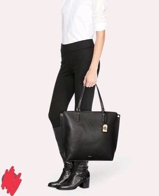 Ralph Lauren RLL Abby women's black faux leather large tote shoulder Hand bag - Image 1 of 4
