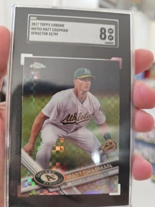 2017 Topps Chrome Matt Chapman Xfractor /99 Hmt53 Sgc 8 - Picture 1 of 7