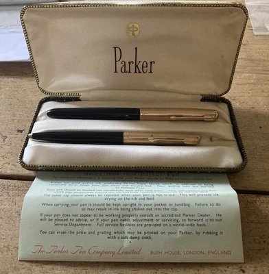 Vintage Parker 1/10th 12ct Rolled Gold Fountain Pen & Ballpoint Pen Cased Set - Image 1 of 4