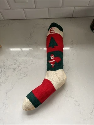 Medias de Navidad vintage tejidas a mano árboles de Navidad de Papá Noel. Con el nombre Louie Foto 1 de 4