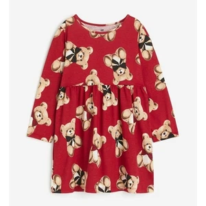 H&M Girls Red Teddy Bears Bows Cotton Spring Summer Dress Size 6x/7 NEW w/Tags - Picture 1 of 2