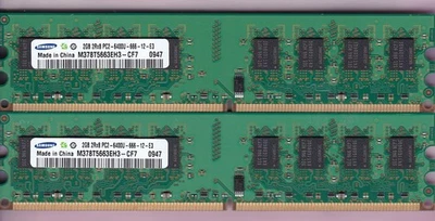 Kit de memoria RAM 4 GB 2x2 GB PC2-6400 DDR2-800 SAMSUNG M378T5663EH3-CF7 de escritorio DIMM Foto 1 de 4