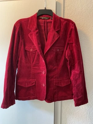 Chaqueta Blazer Informal Eddie Bauer Vintage Para Mujer Terciopelo Rojo Grande Foto 1 de 4