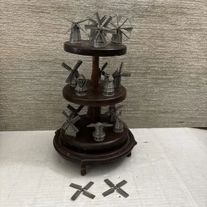 Vintage Collection of 15 Pewter Windmill Models w/ Stand & Extra RARE READ!!! - Picture 1 of 18