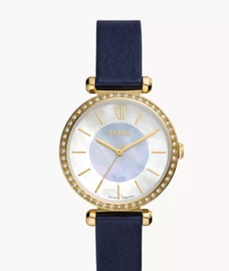 - BNIB - Fossil Tillie Mother-Of-Pearl Solar-Powered Navy Leather Watch, BQ3821 - Picture 1 of 8