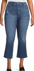 Pantalones de mezclilla para mujer 26W Terra&Sky recortados bota corte med lavado elásticos angustiados comodidad - Imagen 1 de 10