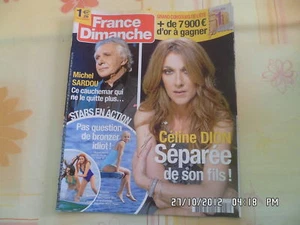 FRANCE DIMANCHE N°3437 13 JUILLET 2012 CELINE DION MICHEL SARDOU C1 - Imagen 1 de 1