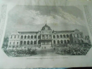 Hotel du Gouvernement à Saigon 1872 Gravure Old Print - Picture 1 of 1