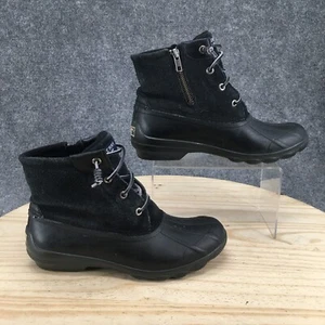 Sperry Saltwater Duck Boots Womens 7 M Syren Gulf Black Rubber Lace Up STS80422 - Picture 1 of 16