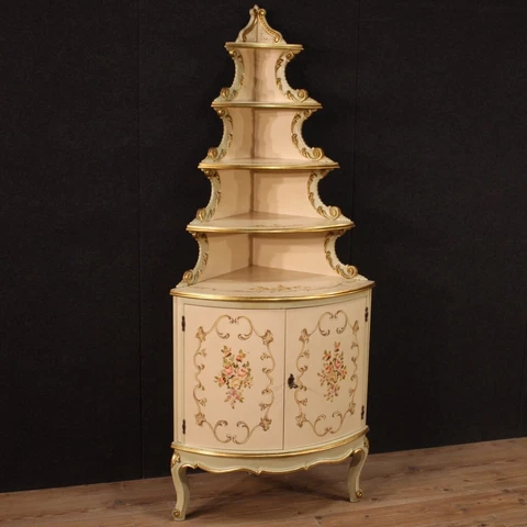 Corner cupboard in painted gilt wood sideboard cabinet antique venetian style Cover