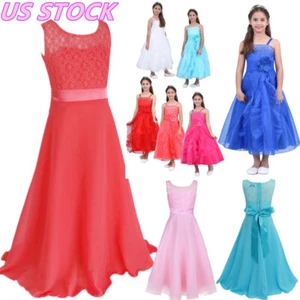 Kids Girl's Princess Dress Bridesmaid Party Bridesmaid Wedding Ball Gown Wear - Picture 1 of 66