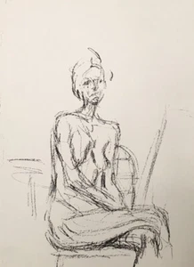 Alberto Giacometti- Derriere Le Miroir-Seated Nude Art - Picture 1 of 3