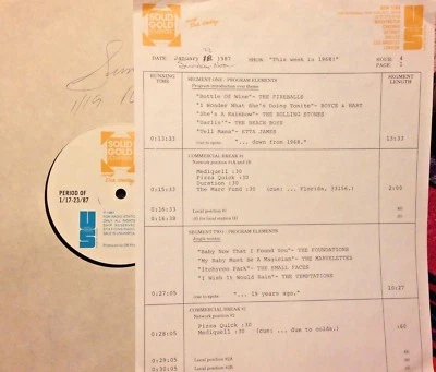 1/22/87 SOLID GOLD SCRAPBOOK PRESENTS 17 HITS/HIGHLIGHTS FROM THIS WEEK IN 1968 - Image 1 of 2