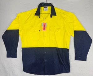 DNC Hi Vis Two Tone Cotton Shirt Long Sleeve Size 2XL Cool Breeze Workwear - Picture 1 of 10