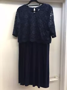 ASOS Maternity Dark Blue Dress Lace panel, nursing Size UK 16 EU 44 US 12 BNWT - Picture 1 of 5