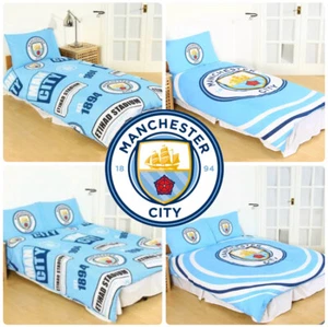 Juego de cama de fútbol con funda nórdica para hombre Manchester City FC individual doble niños adultos - Imagen 1 de 7