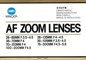 Minolta AF Zoom Lenses owner's manual (8 pages/1984) - Picture 1 of 4