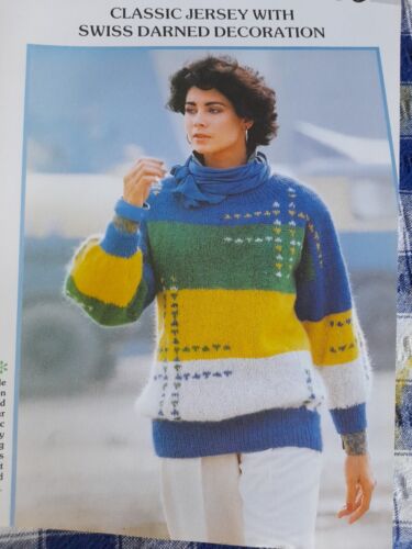 Womans Knitting Pattern - Mohair Classic Jersey with Swiss Darned Decoration 