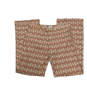 Carole Little Freizeithose Leinenmischung beige rosa geometrisches Rautenmuster Gr. 4 - Bild 1 von 6