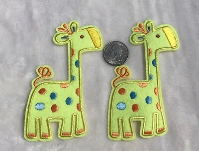 2 pcs Baby Giraffe Appliqué  Embroidered Sew/Glue Iron On Patches AWESOME DEAL  - Image 1 of 2