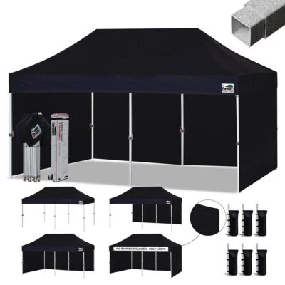 Eurmax 10x20 Pop-up Canopy with 4 Removable Zipper End Side Walls+Roller Bag - Image 1 of 4