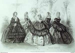 Gravure de mode Journal des Demoiselles (maison Gagelin) 1858 n°1 - Picture 1 of 1