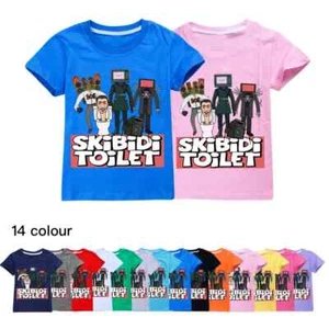 Skibidi Toilet T Shirt Kids Speaker Man Camcorderman Clothing Tshirts Sleeve Top - Picture 1 of 38