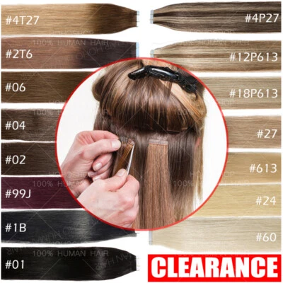 Russian Tape In 100% Remy Human Hair Extensions THICK 40PCS 100G Skin Weft Ombre - Image 1 of 4
