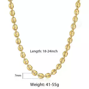 LINK Coffee Beans Link Chain 7/9/11MM Stainless Steel Geometric Rope Necklace - Picture 1 of 60