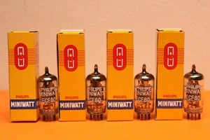 PHILIPS MINIWATT ECF80 ( 6BL8 CV5215 ) - triode/pentode - MATCHED QUAD - NIB NOS - Picture 1 of 12
