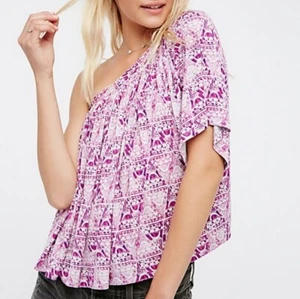 Free People Women's Purple Pink Ocean Avenue One Shoulder Top, XS - Picture 1 of 6