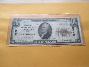 1929 $10 THE CENTRAL NATIONAL BANK OF CAMBRIDGE, OHIO - Picture 1 of 4