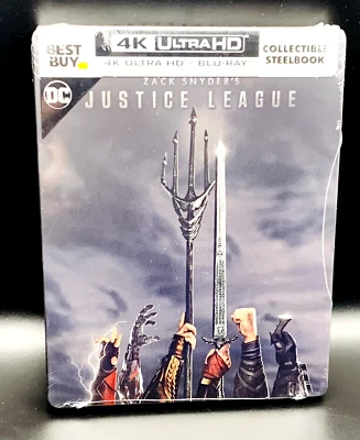 ZACK SNYDER'S JUSTICE LEAGUE BEST BUY EXCLUSIVE 4K UHD BLURAY STEELBOOK *SEALED* - Image 1 of 4