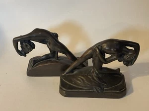 ANTIQUE ART DECO K&O BRONZE NUDE EGYPTIAN REVIVAL STATUE SCULPTURE BOOKENDS USA - Picture 1 of 18