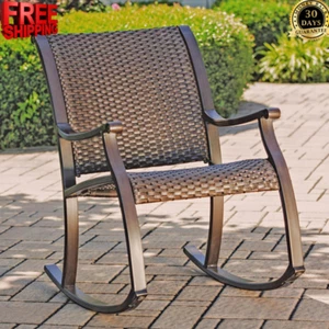 Heritage Woven Rocking Chair - All-Weather Wicker, Rust-Free, No Assembly - Picture 1 of 5