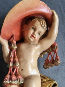 Kardinalsengel geschnitzte Figur Heinzeller Engel Oberammergau 21cm antik Stil - Picture 1 of 8