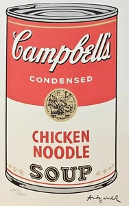 ANDY WARHOL CAMPBELL'S CHICKEN NOODLE SOUP HAND #'d #2823 LITHOGRAPH ART PRINT - Picture 1 of 7