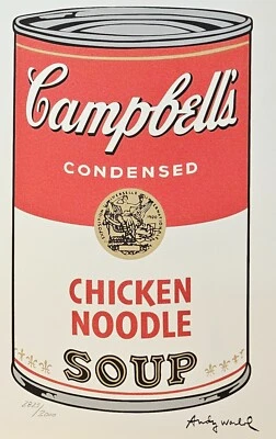 ANDY WARHOL CAMPBELL'S CHICKEN NOODLE SOUP HAND #'d #2823 LITHOGRAPH ART PRINT - Image 1 of 4