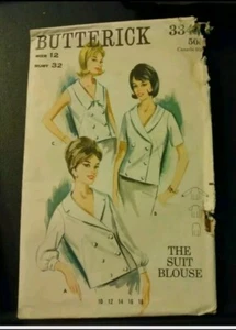 Butterick Sewing Pattern 3340 Size 12 UC FF Overblouse in 3 Versions - Picture 1 of 6