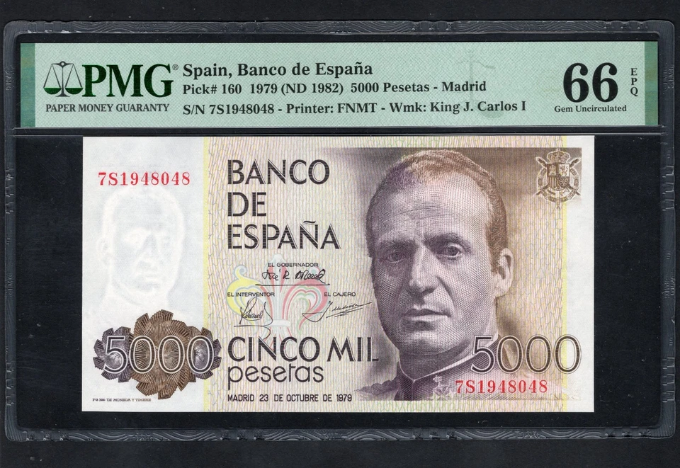 España, 5000 Pesetas P 160 1979-10-23, UNC 66 EPQ, PMG Foto 1 de 2