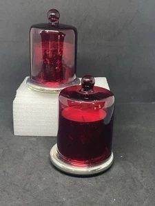 Crate & Barrel candles w/clouches  scented red and gold 5.9oz festive holiday - Picture 1 of 8