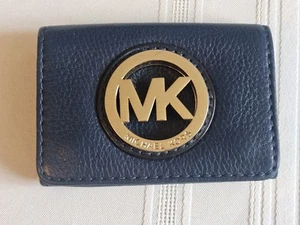 Cartera para tarjetas de crédito Michael Kors de cuero azul - Imagen 1 de 8