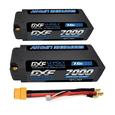 2x DXF 7000mAh 2S 7.6V 150C HV  Plus MIDDLE Lipo Battery 5MM 1/8 BUGGY TRUGGY - Image 1 of 4