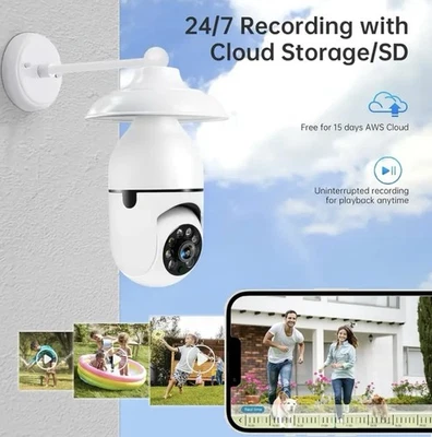 2 Pack E27 WiFi Bulb Camera – Wireless, Easy Install, Motion & Night View - Image 1 of 4