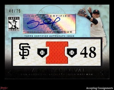 Camiseta Topps Tribute Autograph Relics 2010 azul Pablo Sandoval automática 48/75 gigantes Foto 1 de 2